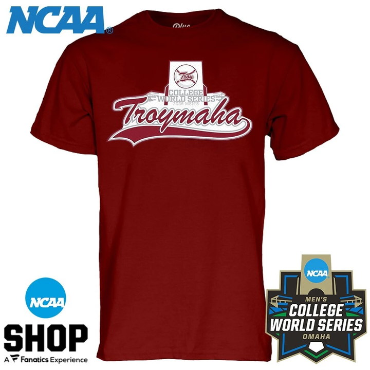 Exclusive Edition Tshirt Troy Trojans Baseball Men’s College World Series 2026 - TROY TO OMAHA T-Shirt
