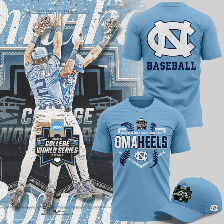 North Carolina Tar Heels  2026 Baseball College World Series Omaheels T-shirt