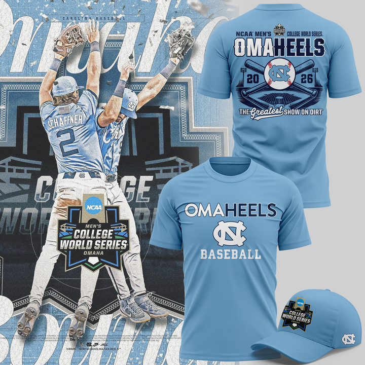 01.North Carolina Tar Heels  2026 Baseball College World Series Omaheels T-shirt
