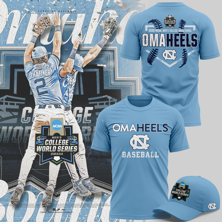 02.North Carolina Tar Heels  2026 Baseball College World Series Omaheels T-shirt