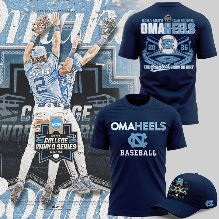 04.North Carolina Tar Heels  2026 Baseball College World Series Omaheels T-shirt