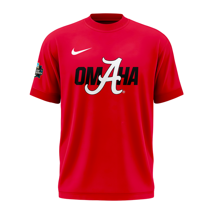 Alabama Baseball "Omaha" 2026 Men's College World Series Tee - Red v3