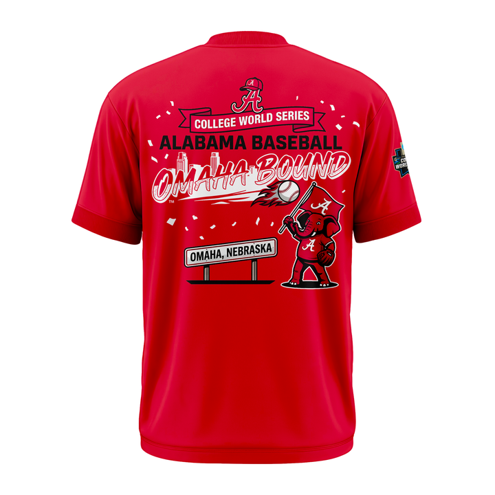 Alabama Baseball "Omaha" 2026 Men's College World Series Tee - Red v1