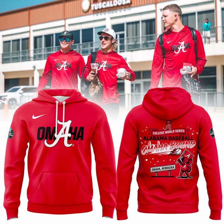 Alabama Baseball "Omaha" 2026 Men's College World Series Hoodie - Red v1