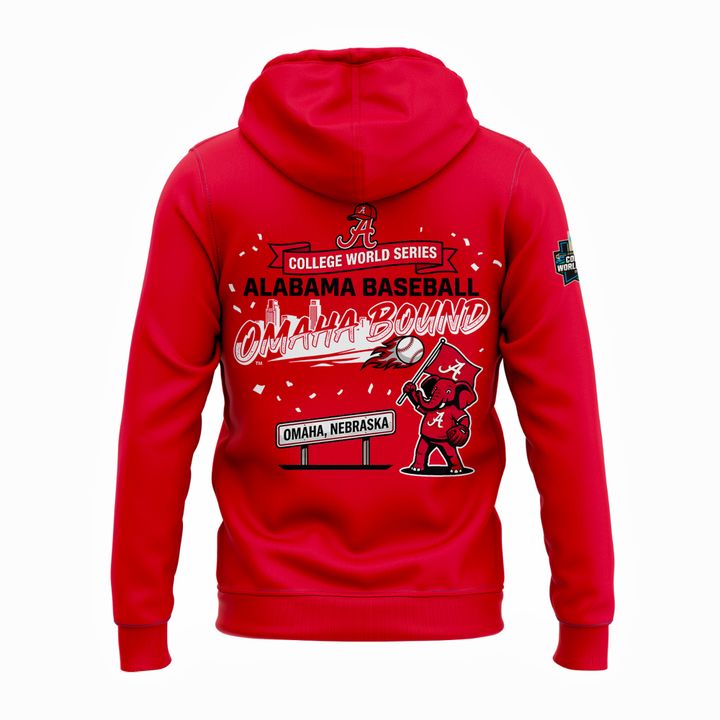 Alabama Baseball "Omaha" 2026 Men's College World Series Hoodie - Red v1
