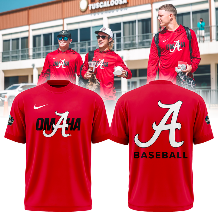 Alabama Baseball "Omaha" 2026 Men's College World Series Tee - Red v2