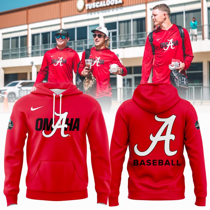Alabama Baseball "Omaha" 2026 Men's College World Series Hoodie - Red v2