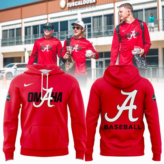 Alabama Baseball "Omaha" 2026 Men's College World Series Hoodie - Red v2