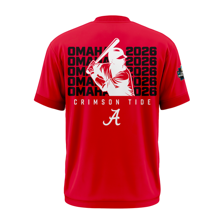 Alabama Baseball "Omaha" 2026 Men's College World Series Tee - Red v3