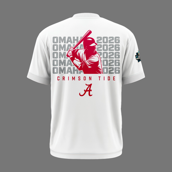 Alabama Baseball "Omaha" 2026 Men's College World Series Tee - White v3