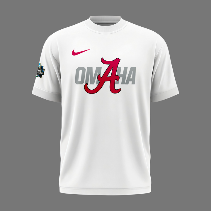 Alabama Baseball "Omaha" 2026 Men's College World Series Tee - White v3