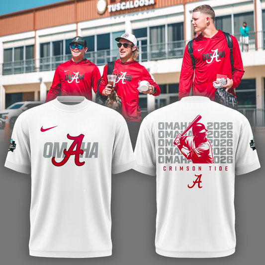 Alabama Baseball "Omaha" 2026 Men's College World Series Tee - White v3