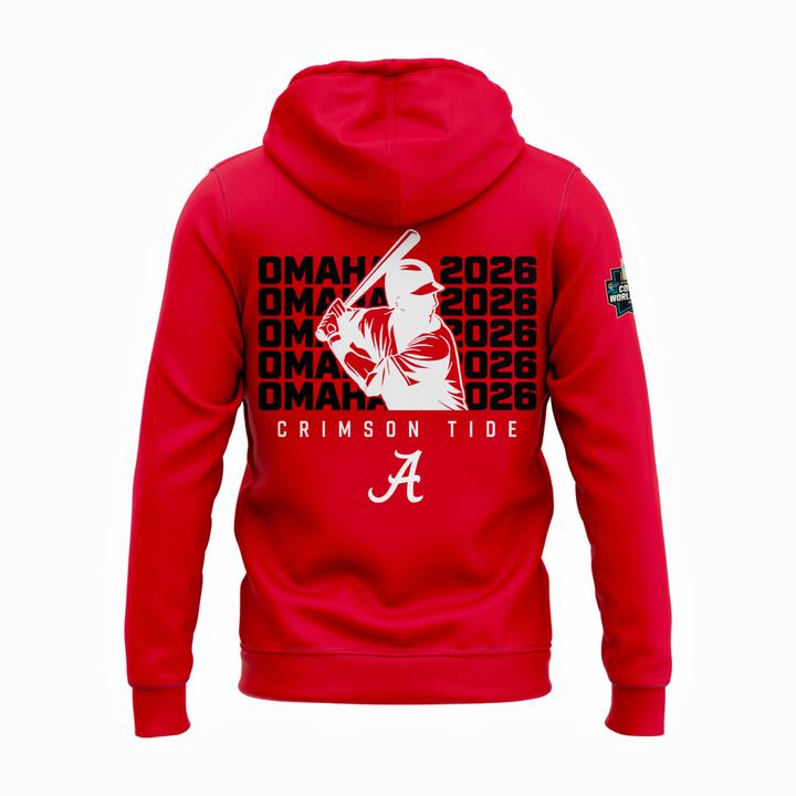 Alabama Baseball "Omaha" 2026 Men's College World Series Hoodie - Red v3