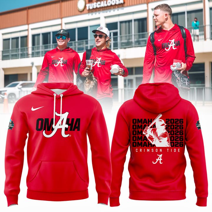 Alabama Baseball "Omaha" 2026 Men's College World Series Hoodie - Red v3