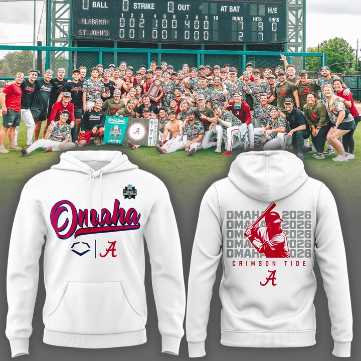 Alabama Baseball Omaha Bound 2026 Hoodie - White