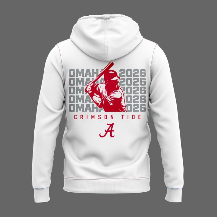Alabama Baseball Omaha Bound 2026 Hoodie - White