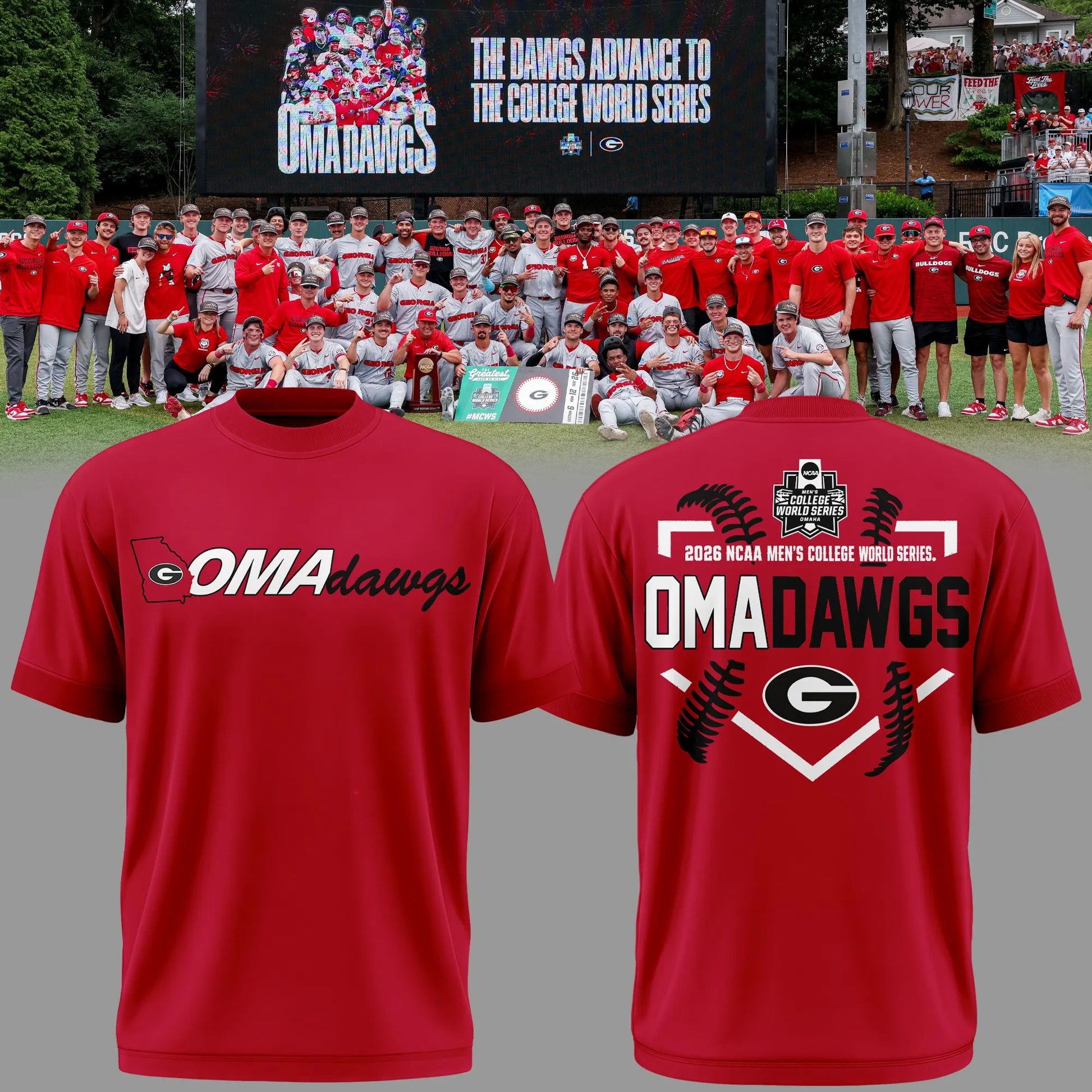 Georgia Bulldogs 2026 Baseball College World Series OmaDawgs Tshirt