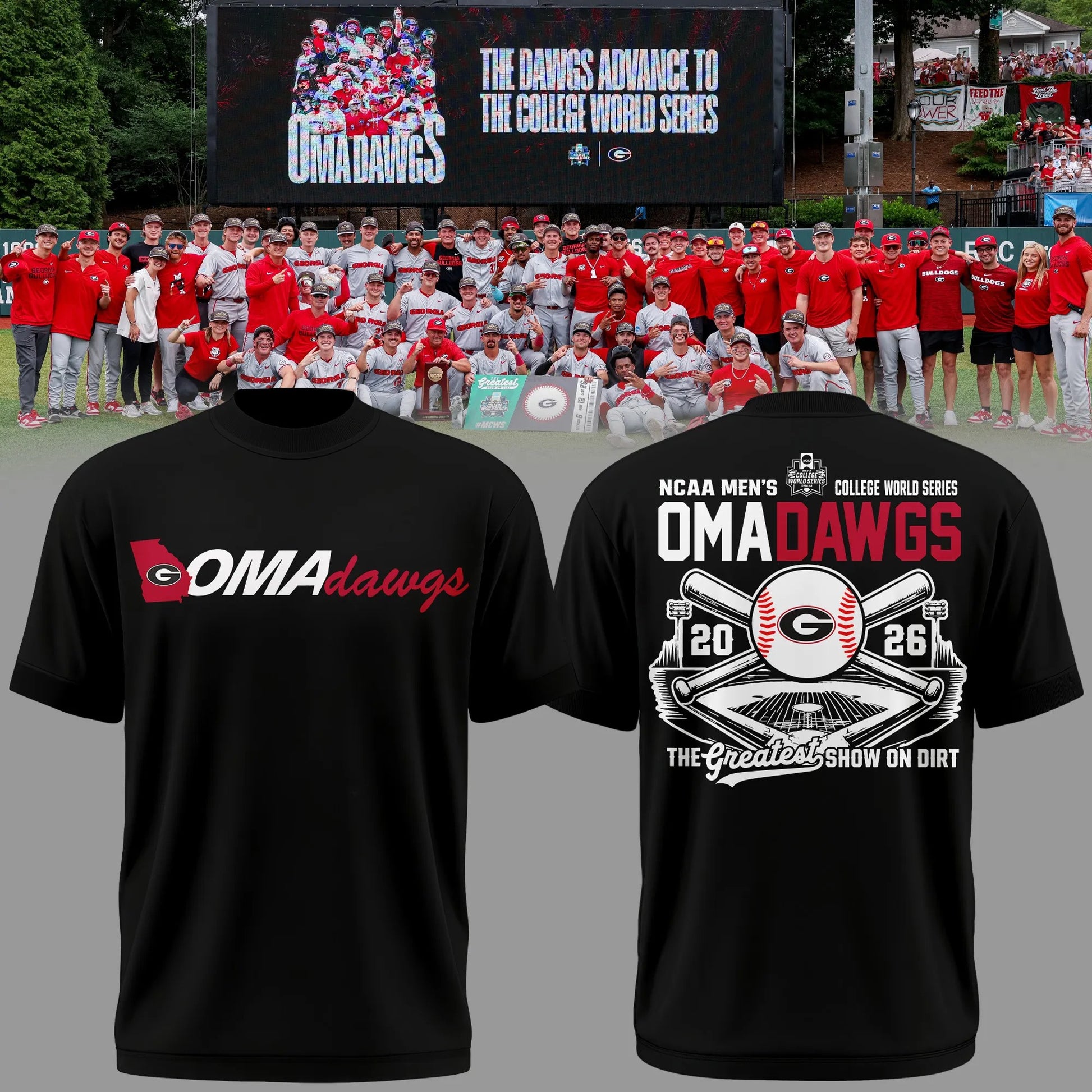Georgia Bulldogs 2026 Baseball College World Series OmaDawgs Tshirt
