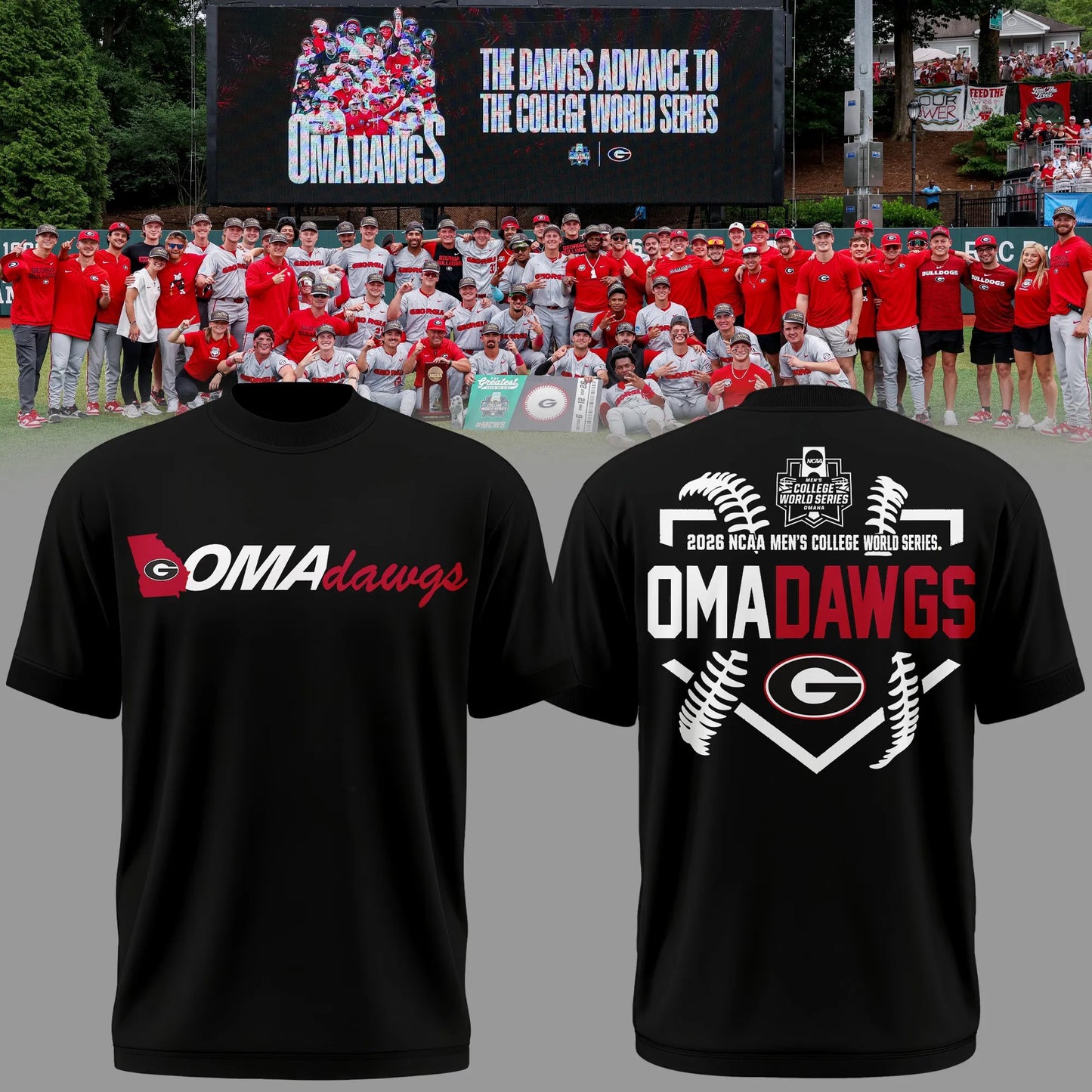 Georgia Bulldogs 2026 Baseball College World Series OmaDawgs Tshirt