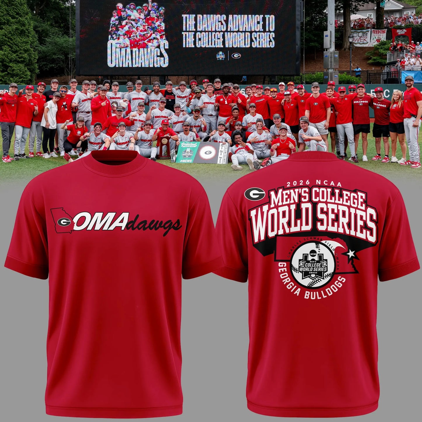 Georgia Bulldogs 2026 Baseball College World Series OmaDawgs Tshirt