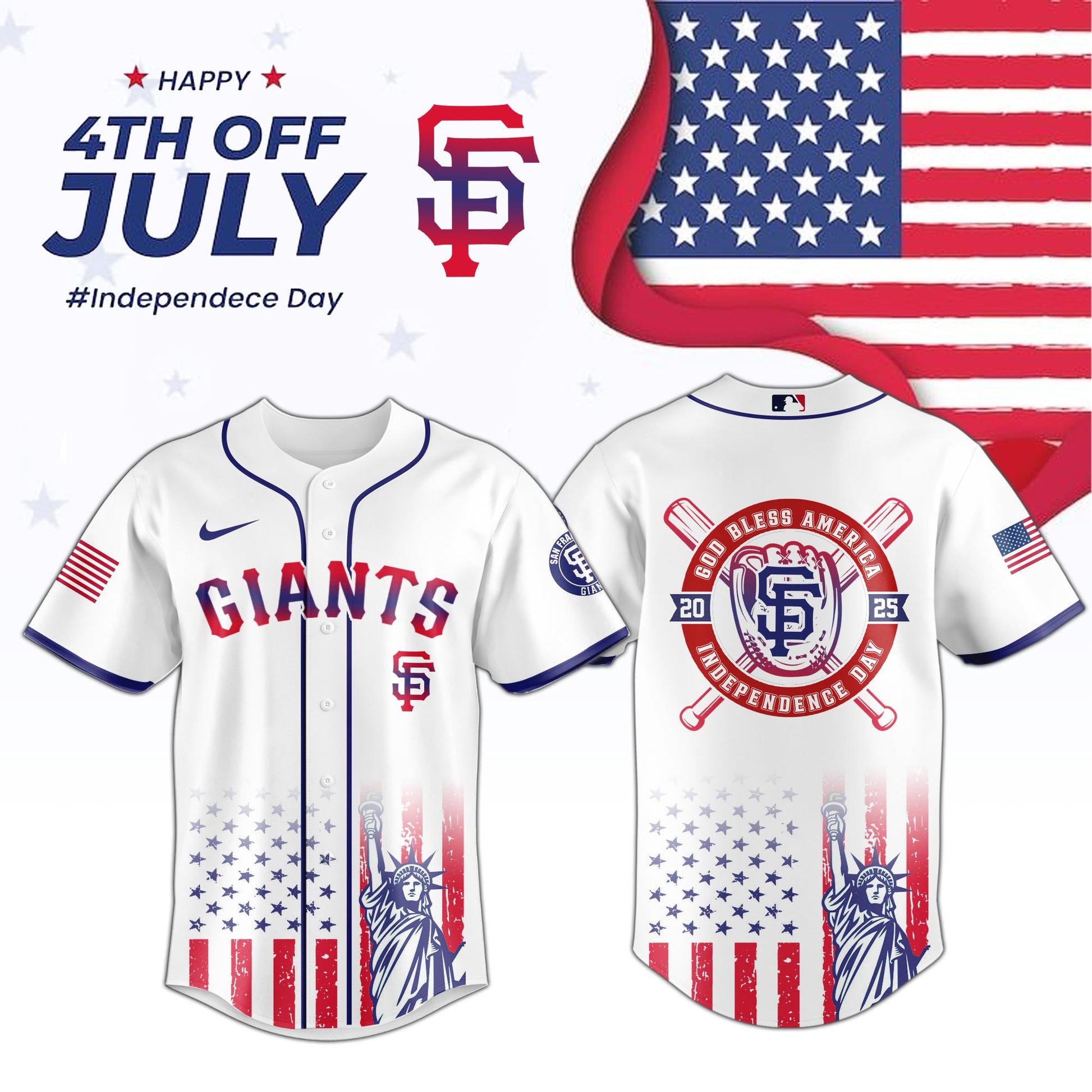 San Francisco Giants Special Jersey For Independence Day - Celebrates 4th Of July Baseball Jersey