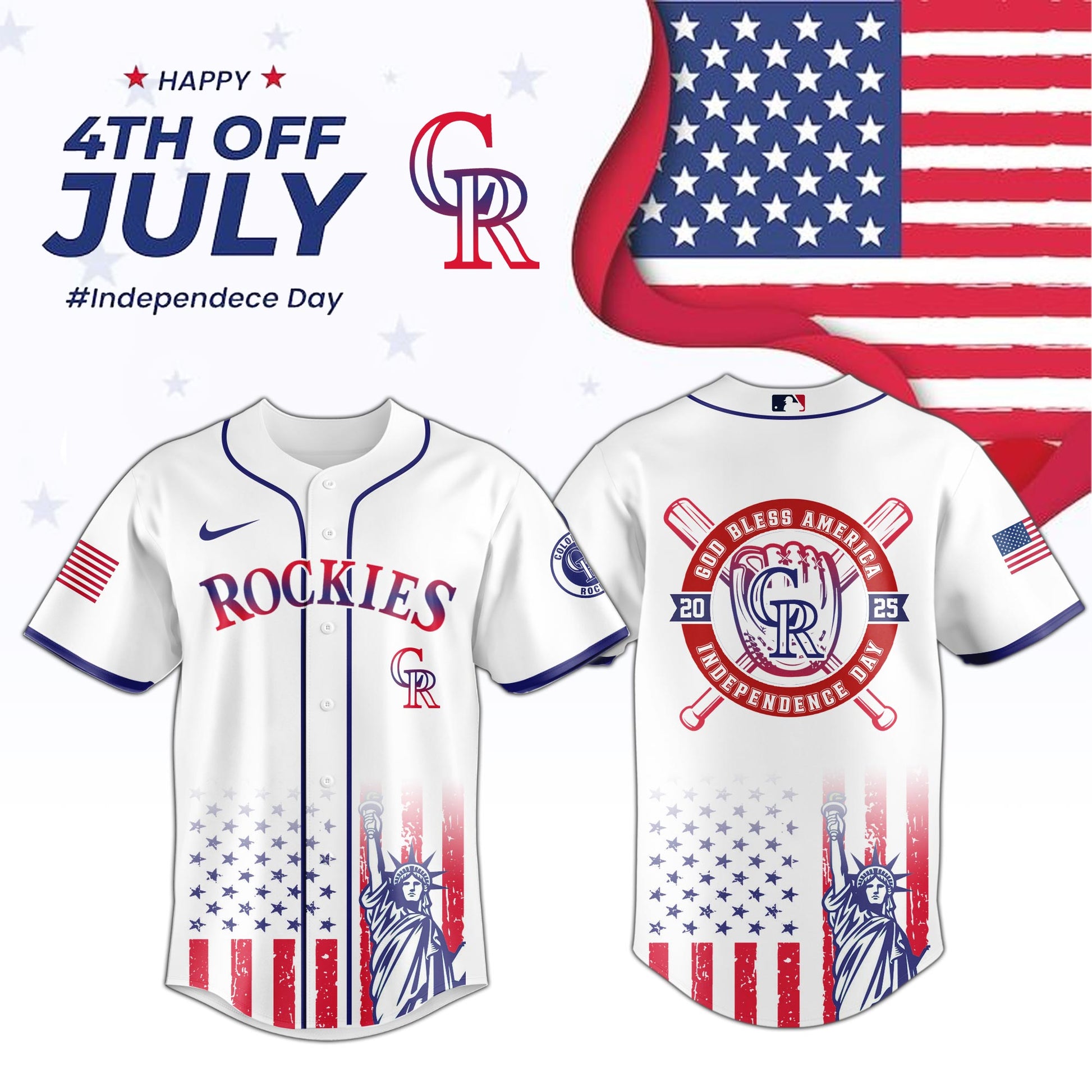 Colorado Rockies Special Jersey For Independence Day - Celebrates 4th Of July Baseball Jersey