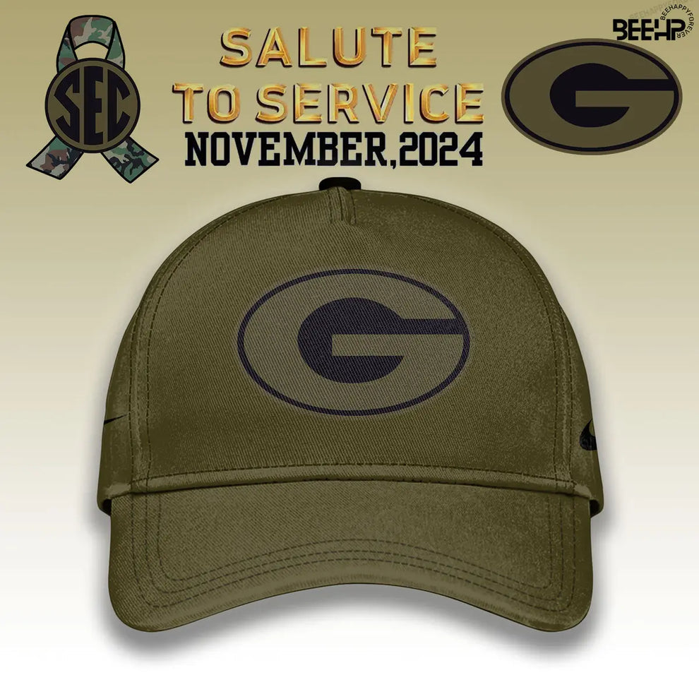 Premium Georgia Bulldogs Gear - Georgia Bulldogs Football Camo 2024 Salute to Service Club Fleece Pullover Hoodie GB02