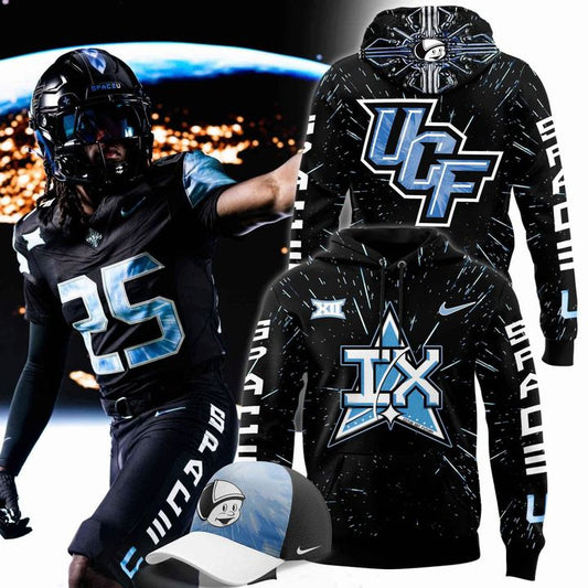 Black UCF Knights 2025 Space Game Football Game Hoodie