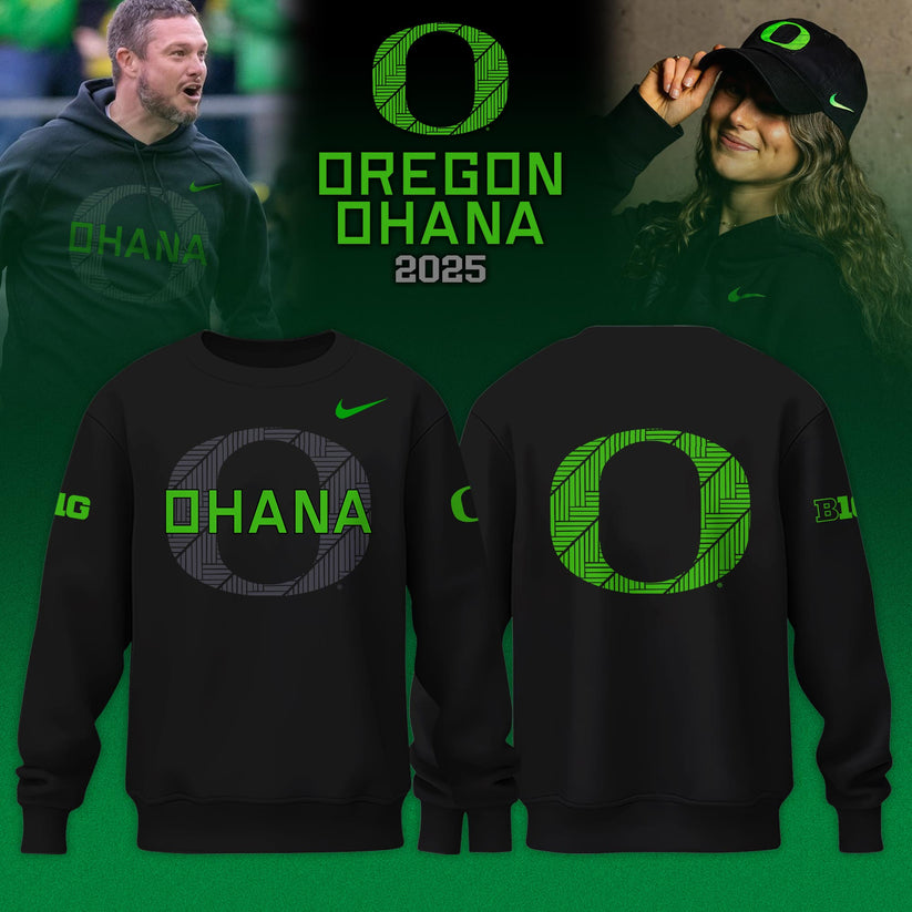 Oregon Ducks Ohana Sweatshirt - 2025 Oregon Athletics Hall of Fame Green Black Sweatshirt