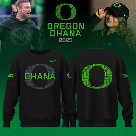 Oregon Ducks Ohana Sweatshirt - 2025 Oregon Athletics Hall of Fame Green Black Sweatshirt