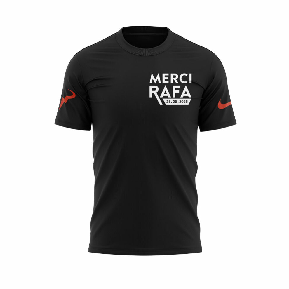 Exclusive Version Rafael Nadal Black T-Shirt - Merci Rafa Shirt