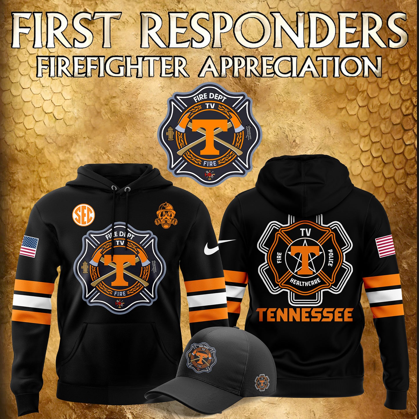 Tennessee Volunteers Premium Gear - Tennessee Volunteers Football x 2024 Firefighter Appreciation Night Premium Limited Cap  - Tennessee Vols Merch