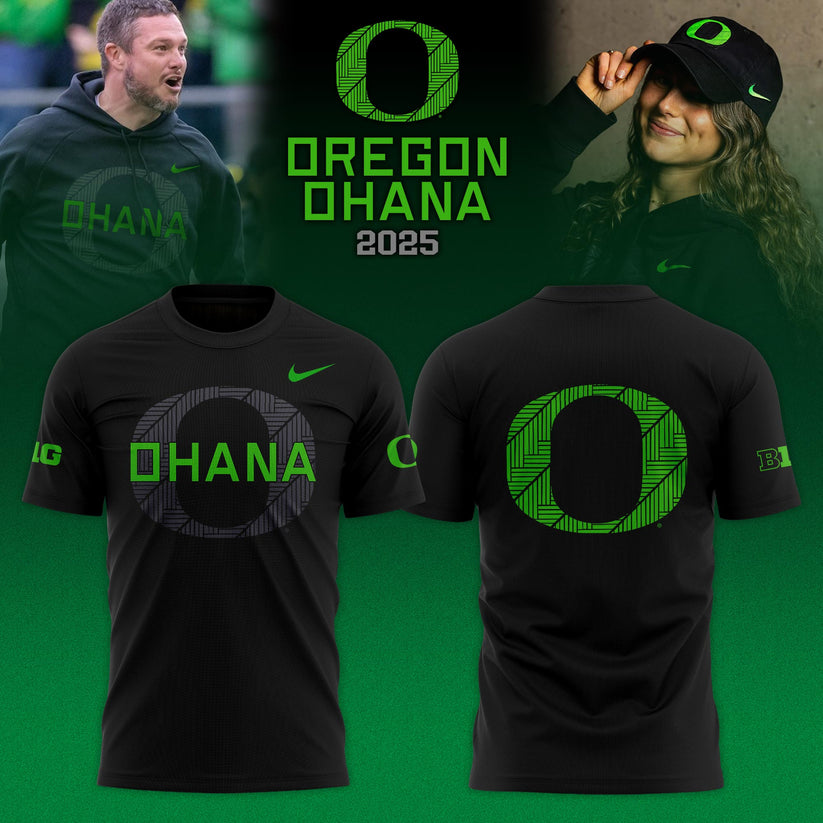 Oregon Ducks Ohana T-Shirt - 2025 Oregon Athletics Hall of Fame Green Black T-Shirt