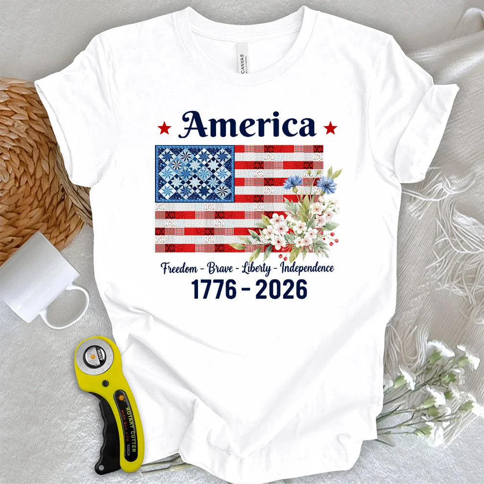 USA 250th Anniversary Patchwork Bloom T-shirt