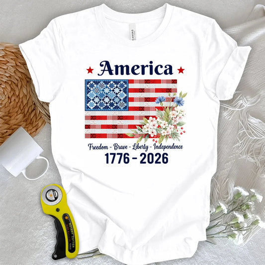 USA 250th Anniversary Patchwork Bloom T-shirt
