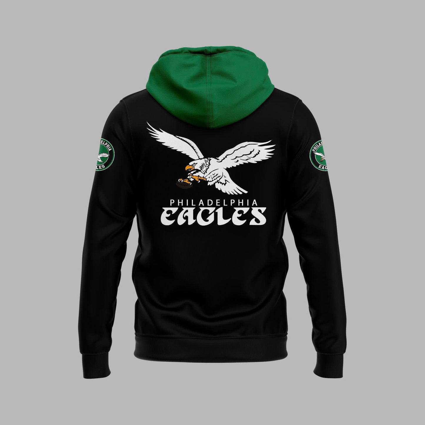 Premium Philadelphia Eagles Gear - Black-Green Philadelphia Eagles 2024 Throwback Hoodie PE04