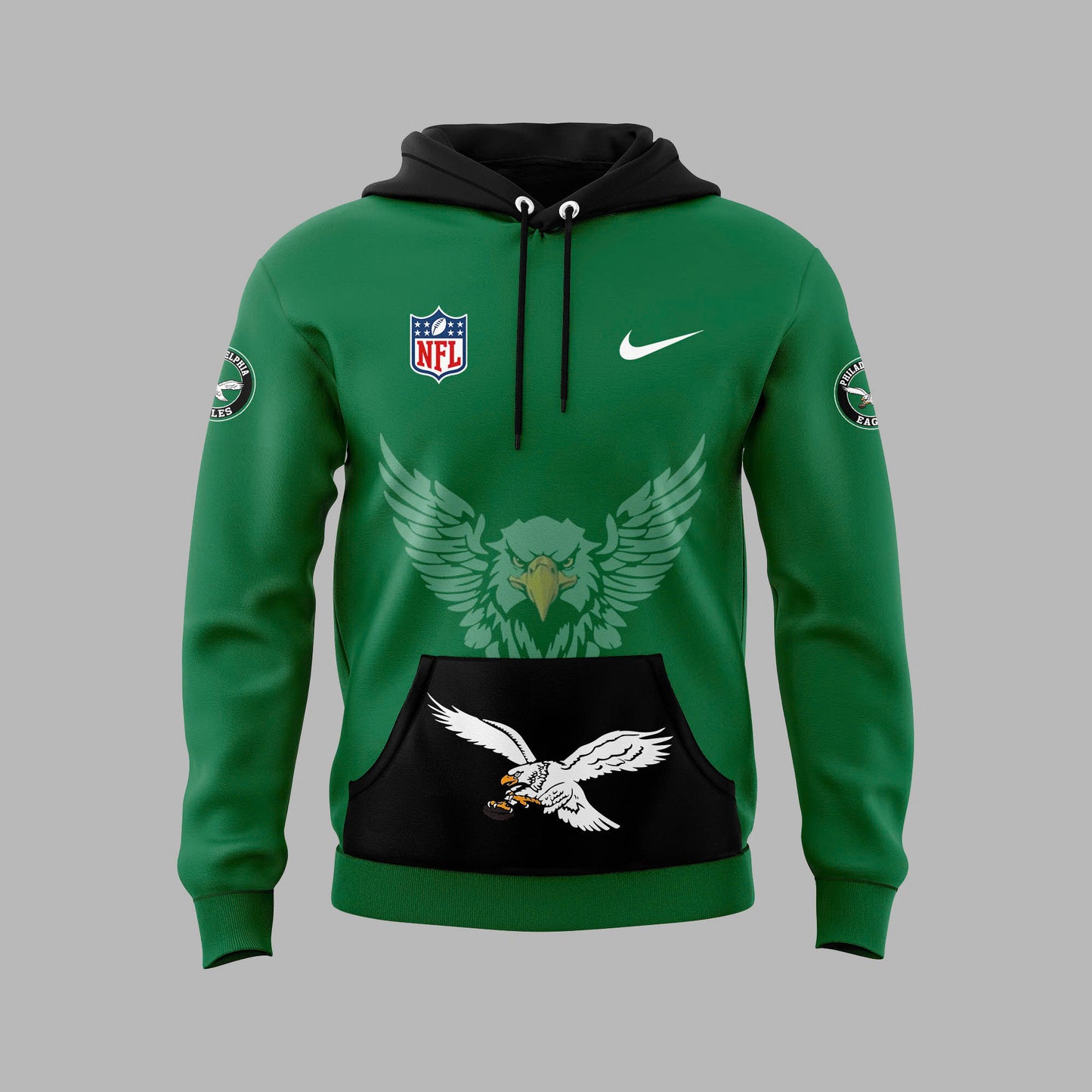 Premium Philadelphia Eagles Gear - Green Philadelphia Eagles 2024 Throwback Hoodie PE03