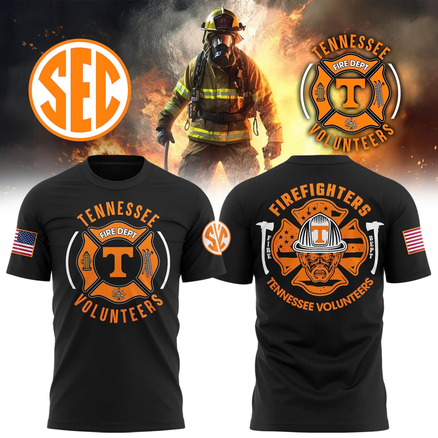 Tennessee Volunteers Premium Gear - Tennessee Football x 2024 Firefighter Appreciation Night Premium Limited T-Shirt - Tennessee Volunteers Merch