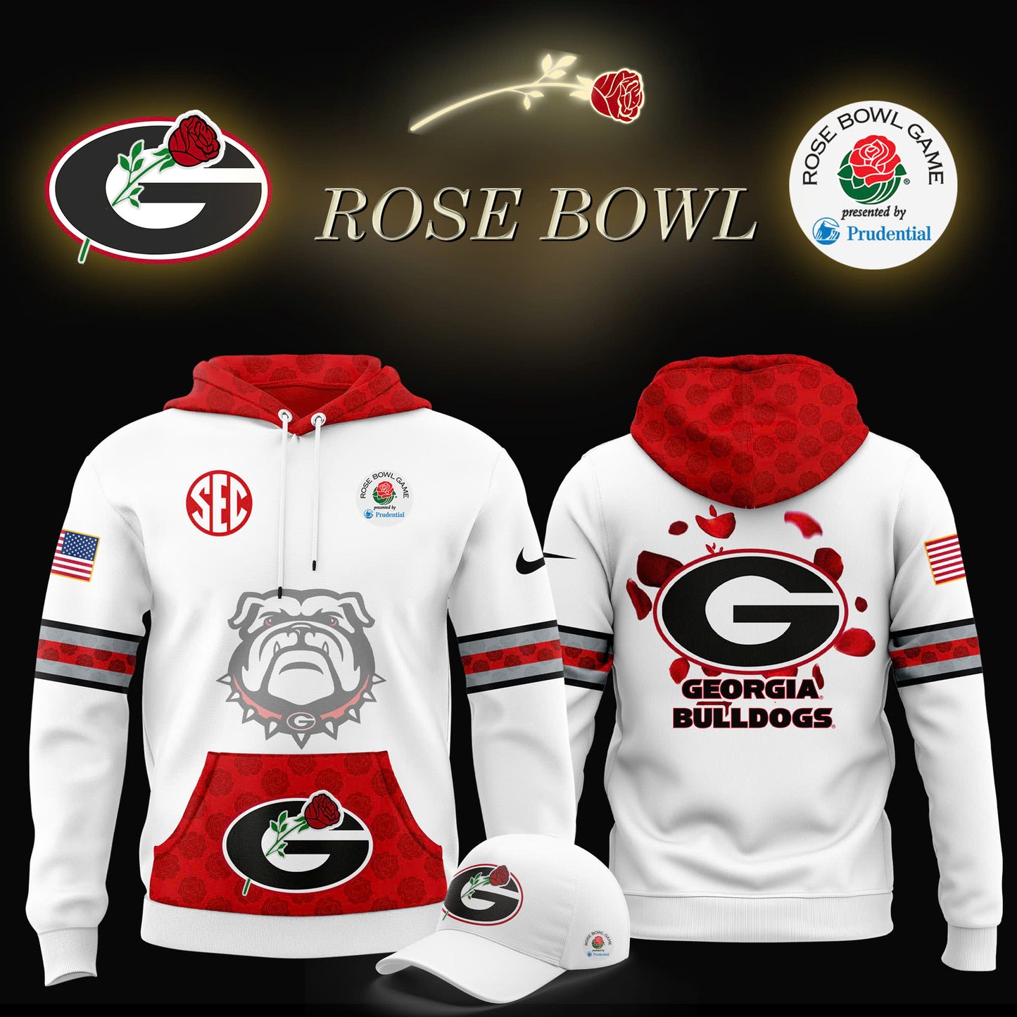 Premium Georgia Bulldogs Hoodie - Georgia Bulldogs football x Rose Bowl Game Hoodie