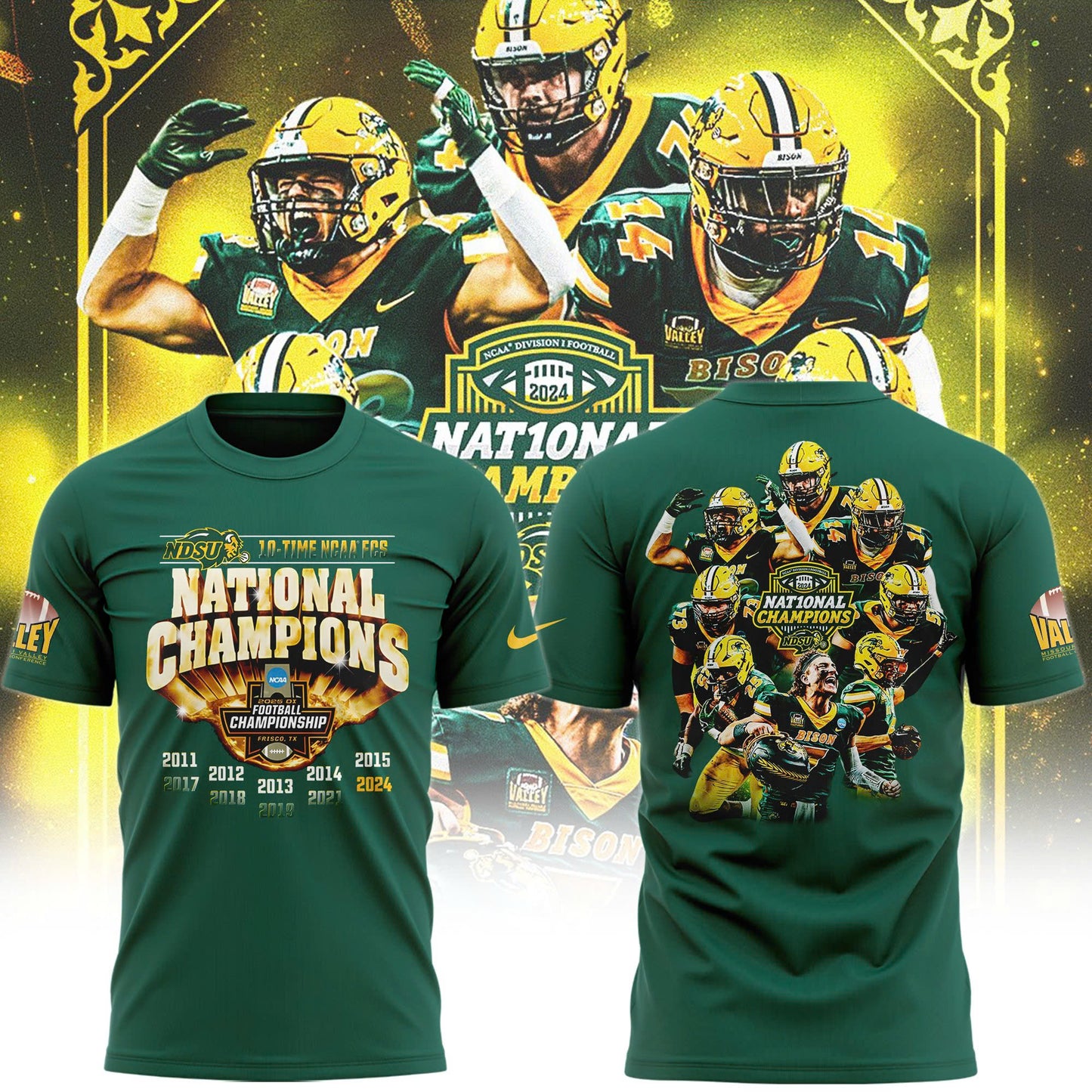 North Dakota State Bison T-Shirt Football Champions 2025