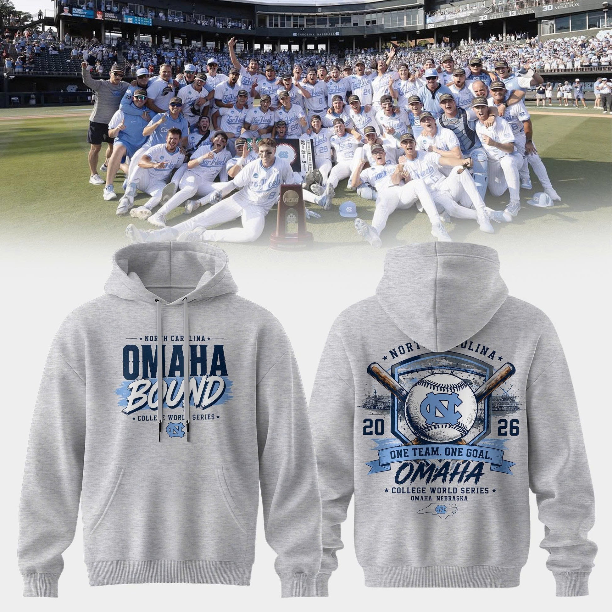 Diamond Heels -  Headed to Omaha - 2026 NCAA Baseball Men's College World Series Hoodie