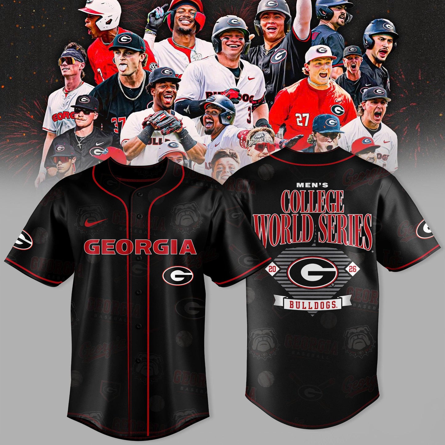 Georgia Bulldogs Men’s College World Series 2026 Baseball Fan Jersey